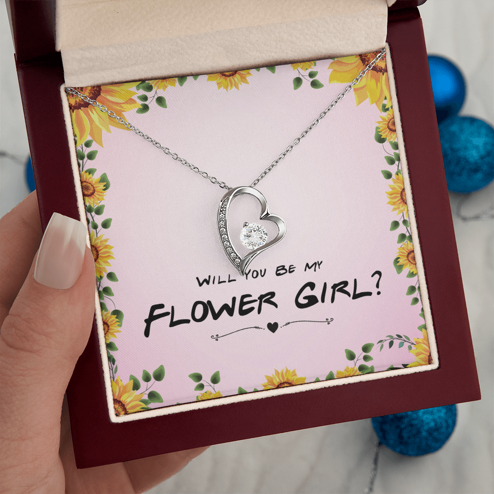 Flower Girl Proposal Gift, Will You Be My Flower Girl, Flower Girl Gift From Bride - Forever Love Necklace with Message Card by Best Gifts 305