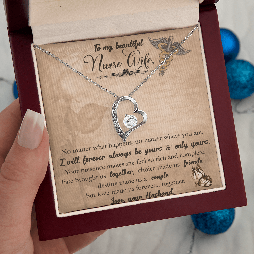 To My Beautiful Nurse Wife, Forever Love Necklace From Husband, Nurse Wife Jewelry, Gift For Nurse Wife, Nurse Wife Birthday Gift