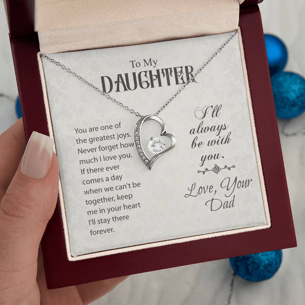 To My Daughter Forever Love Necklace from Dad – Heart Pendant Gift of Love