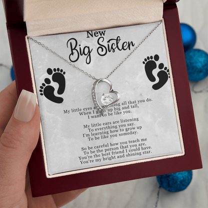 Big Sister Gift From New Baby, New Big Sister Jewelry, New Big Sister Gift, I Want To Be Like You - Forever Love Necklace With Message Card