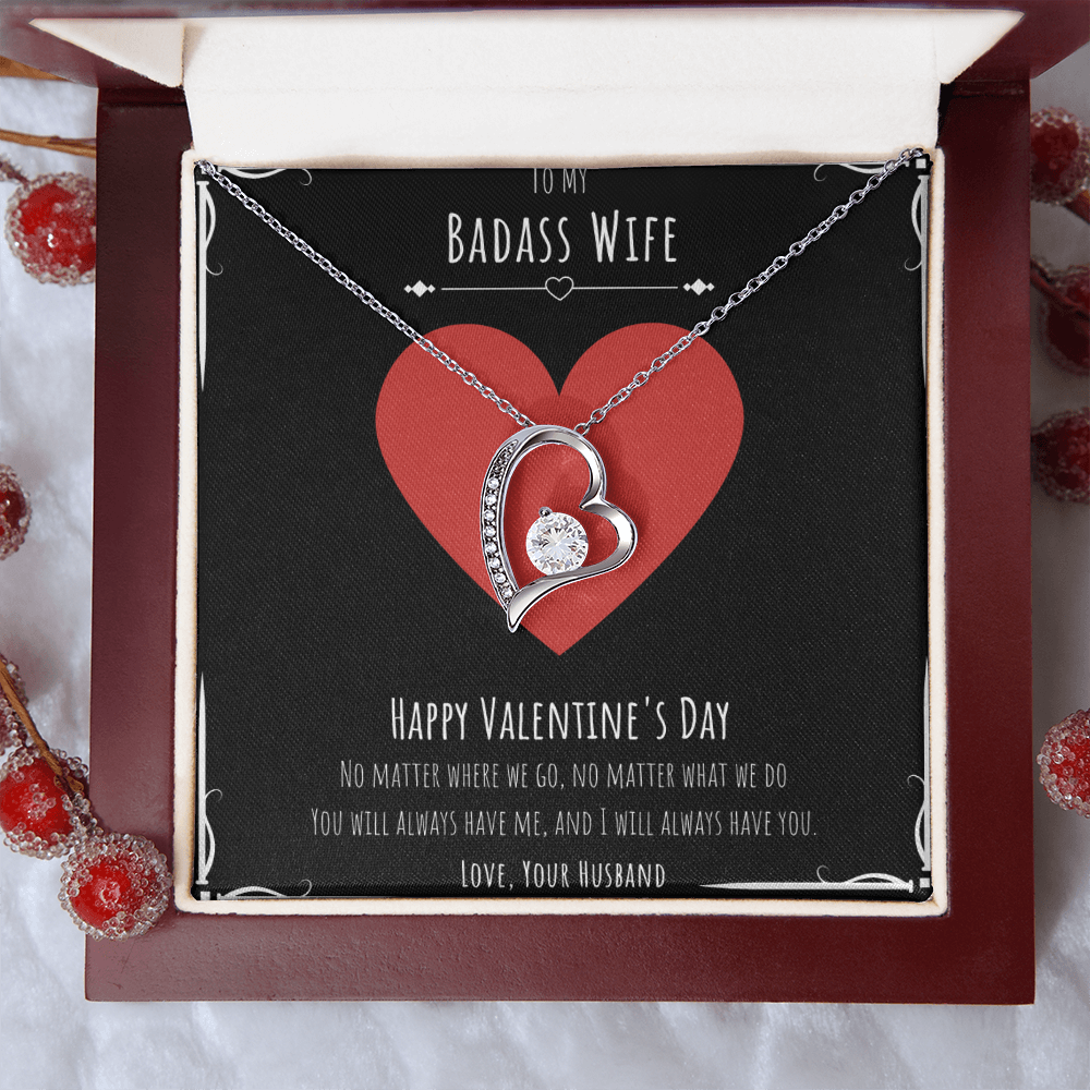 Badass Wife Valentines Day Gift Forever Love Necklace Message Card Gift From Husband, Wife Birthday Anniversary Jewelry Present by Best Gifts 305
