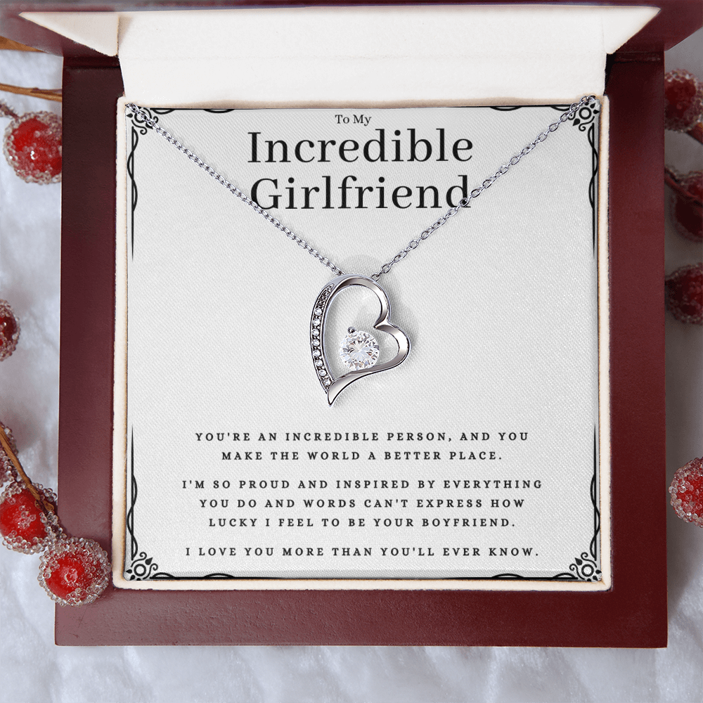 To My Incredible Girlfriend Jewelry Message Card Gift Forever Love Necklace Birthday Present From Boyfriend, Incredible Girlfriend Valentines Day Present by Best Gifts 305