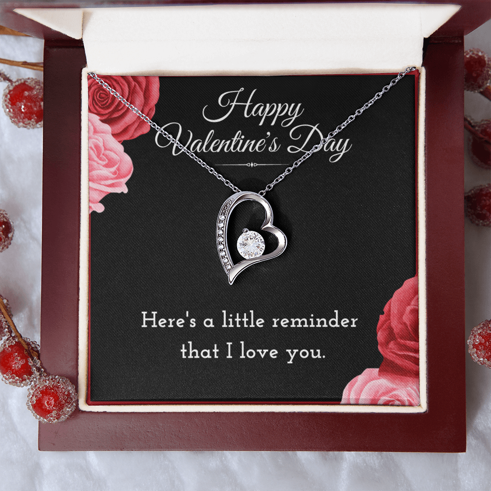 Happy Valentine's Day Forever Love Necklace Jewelry Message Card For Girlfriend, Cute Heart Reminder Necklace Valentines Present From Boyfriend, Heartfelt V-Day Necklace Gift For Her by Best Gifts 305