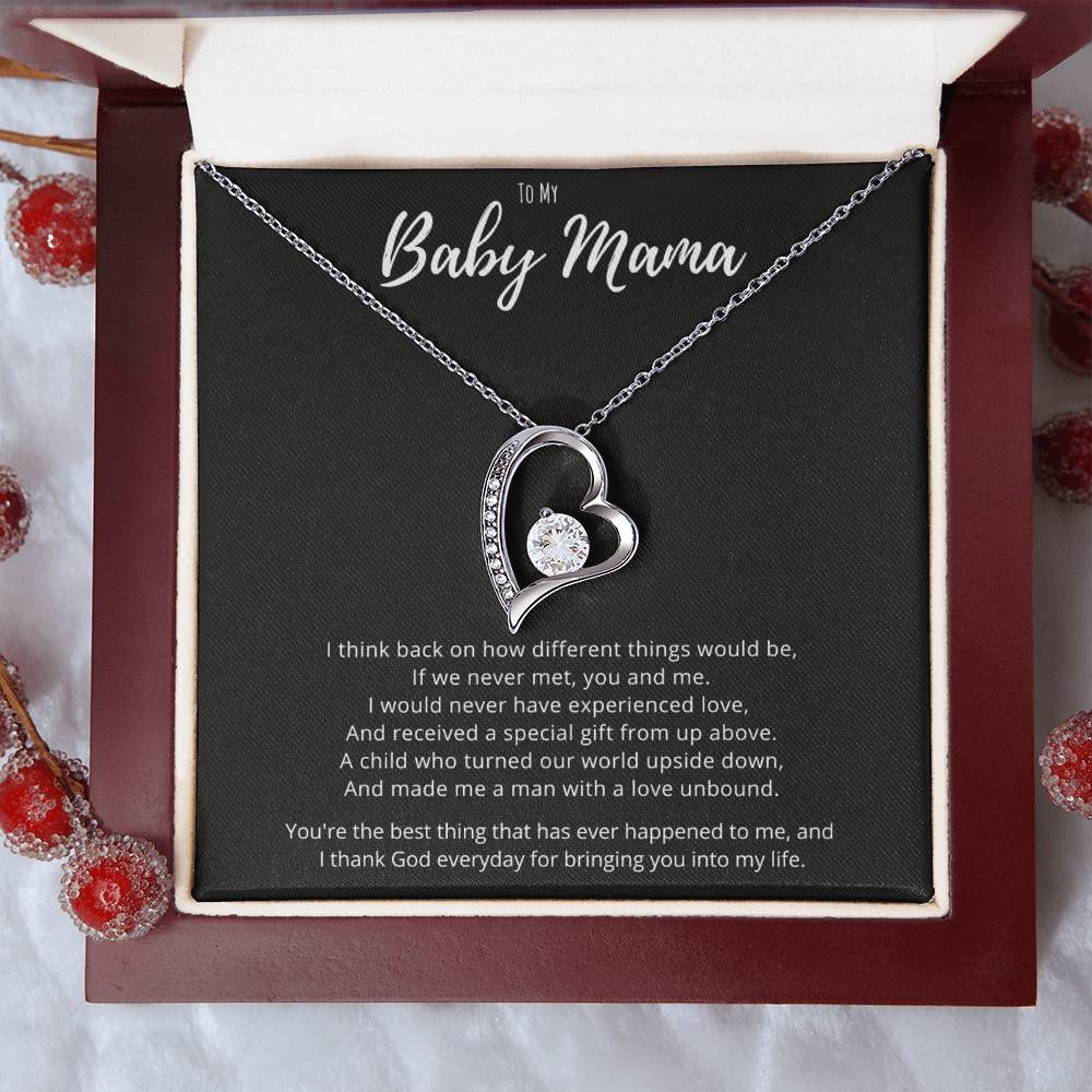 Baby Mama Mothers Day Jewelry Gift From Baby Daddy, Thankful Message Card Forever Love Necklace Birthday Gift, Valentines Day Anniversary Present For Mom Wife by Best Gifts 305