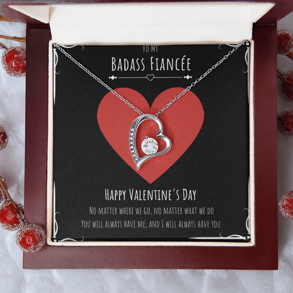 Badass Fiancée Valentines Day Gift Forever Love Necklace Message Card Gift From Fiancé, Fiancée Birthday Anniversary Jewelry Present by Best Gifts 305