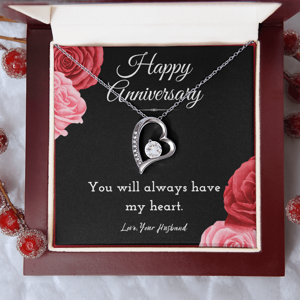 Happy Anniversary Forever Love Necklace Jewelry Message Card For Wife From Husband, Wife Anniversary Present From Him, Heartfelt Necklace Gift For Her by Best Gifts 305