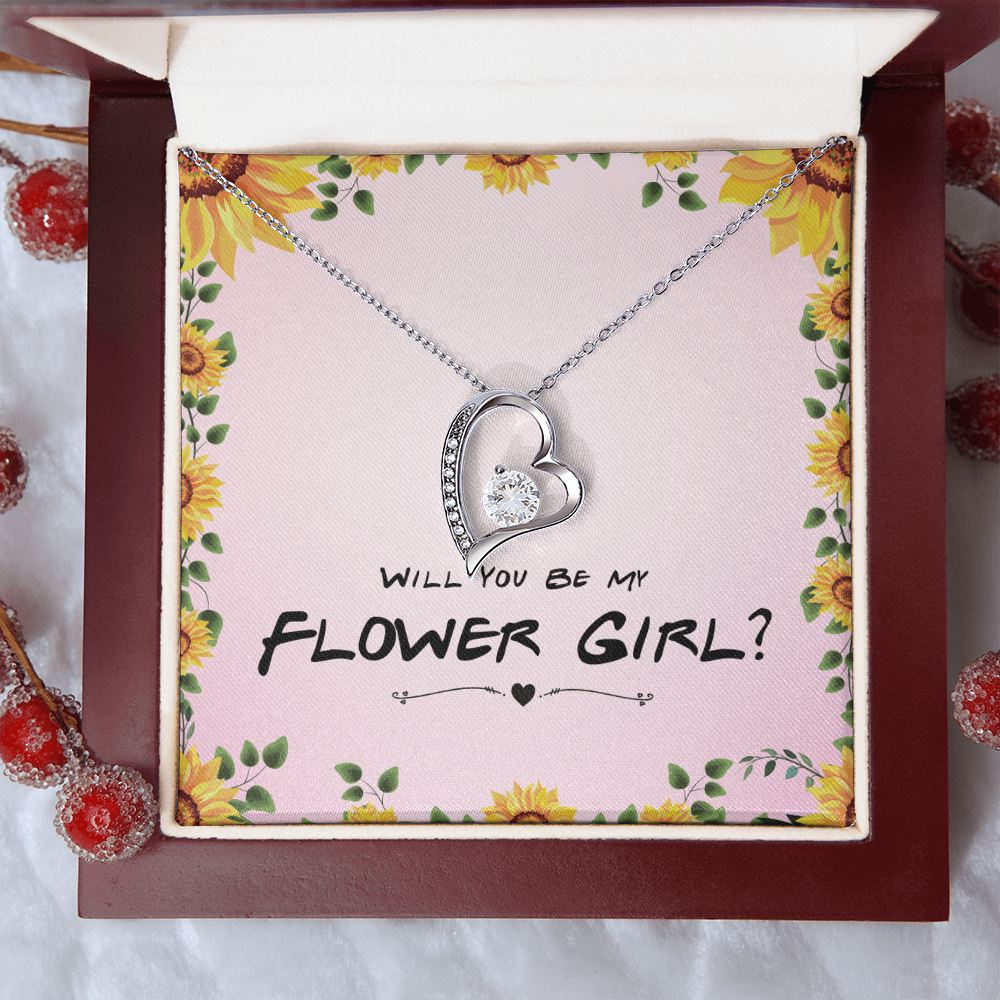 Flower Girl Proposal Gift, Will You Be My Flower Girl, Flower Girl Gift From Bride - Forever Love Necklace with Message Card by Best Gifts 305