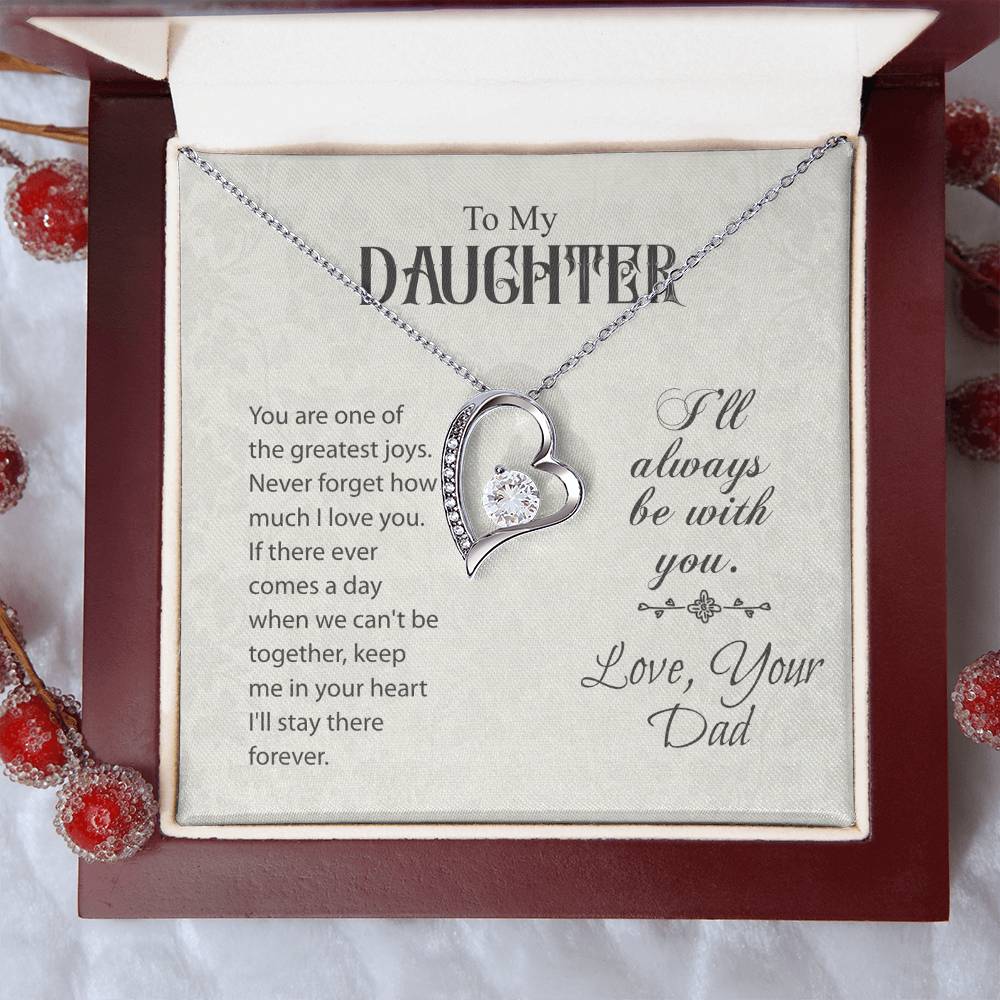 To My Daughter Forever Love Necklace from Dad – Heart Pendant Gift of Love
