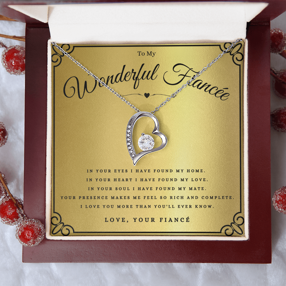 To My Wonderful Fiancée Forever Love Necklace Gift For Fiancée Anniversary, Fiancée Valentines Day Message Card Christmas Present From Fiancé, Fiancée Birthday Jewelry Gift by Best Gifts 305