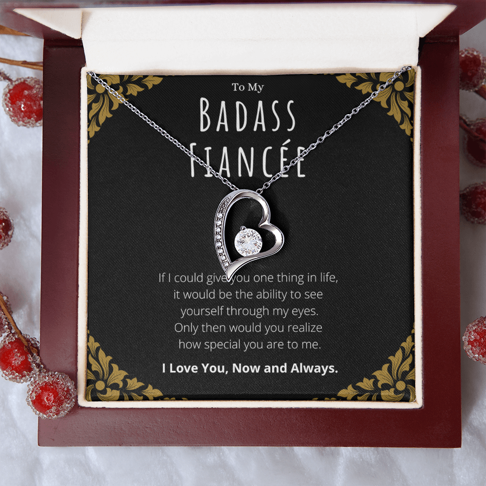 Badass Fiancée Forever Love Necklace Message Card Gift From Fiancé, Fiancée Valentines Day Anniversary Jewelry Present For Fiancée Birthday by Best Gifts 305