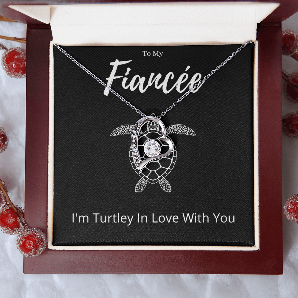 Funny Fiancée Turtle Forever Love Necklace Anniversary Gift From Fiancé, Animal Pun Message Card Jewelry Birthday Present From Him, Gag Gifts For Fiancée Valentines Day by Best Gifts 305