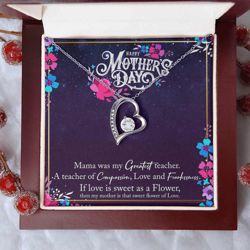 Forever Love Necklace – 14k White Gold or 18k Yellow Gold Finish with Heart Pendant & 6.5mm Cubic Zirconia for Mother's Day