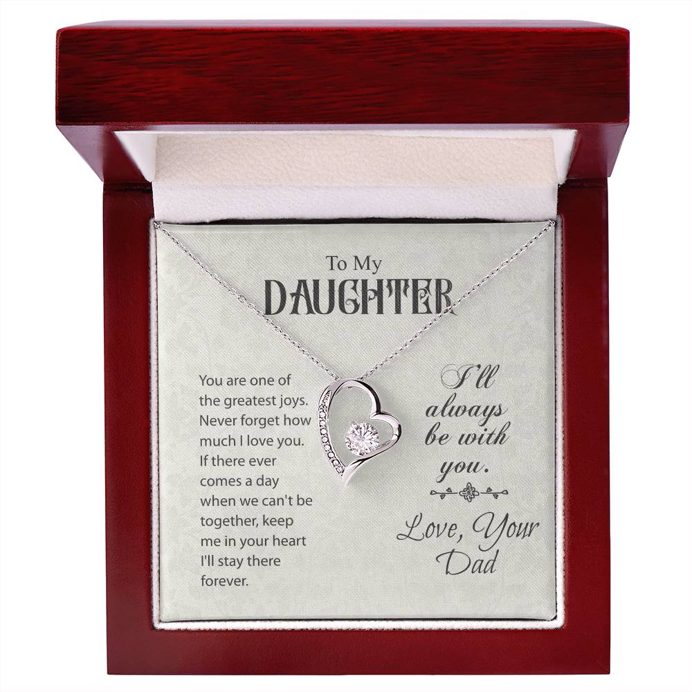 To My Daughter Forever Love Necklace from Dad – Heart Pendant Gift of Love