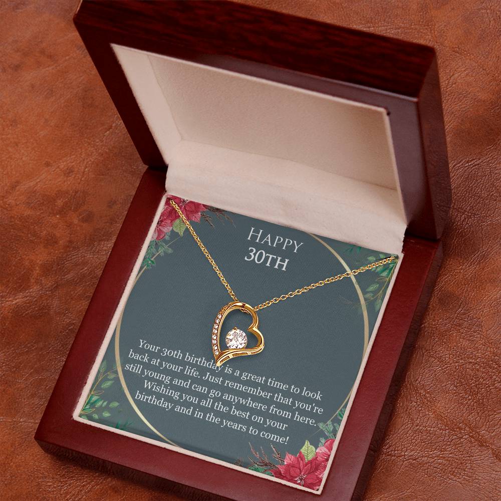 30th Birthday For Her, 30th Birthday Gift Ideas, Happy 30th, Wishing You All The Best - Forever Love Necklace With Birthday Greeting Card by Best Gifts 305