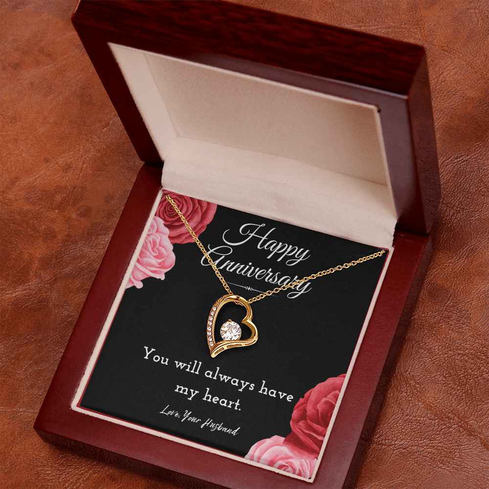 Happy Anniversary Forever Love Necklace Jewelry Message Card For Wife From Husband, Wife Anniversary Present From Him, Heartfelt Necklace Gift For Her by Best Gifts 305