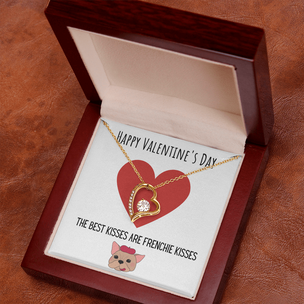 Funny Dog Lover Valentines Day Forever Love Necklace Jewelry Gift For Her, Funny French Bulldog V-Day Present From Him, Cute Valentine's Day Message Card Jewelry, Best Frenchie Kisses by Best Gifts 305