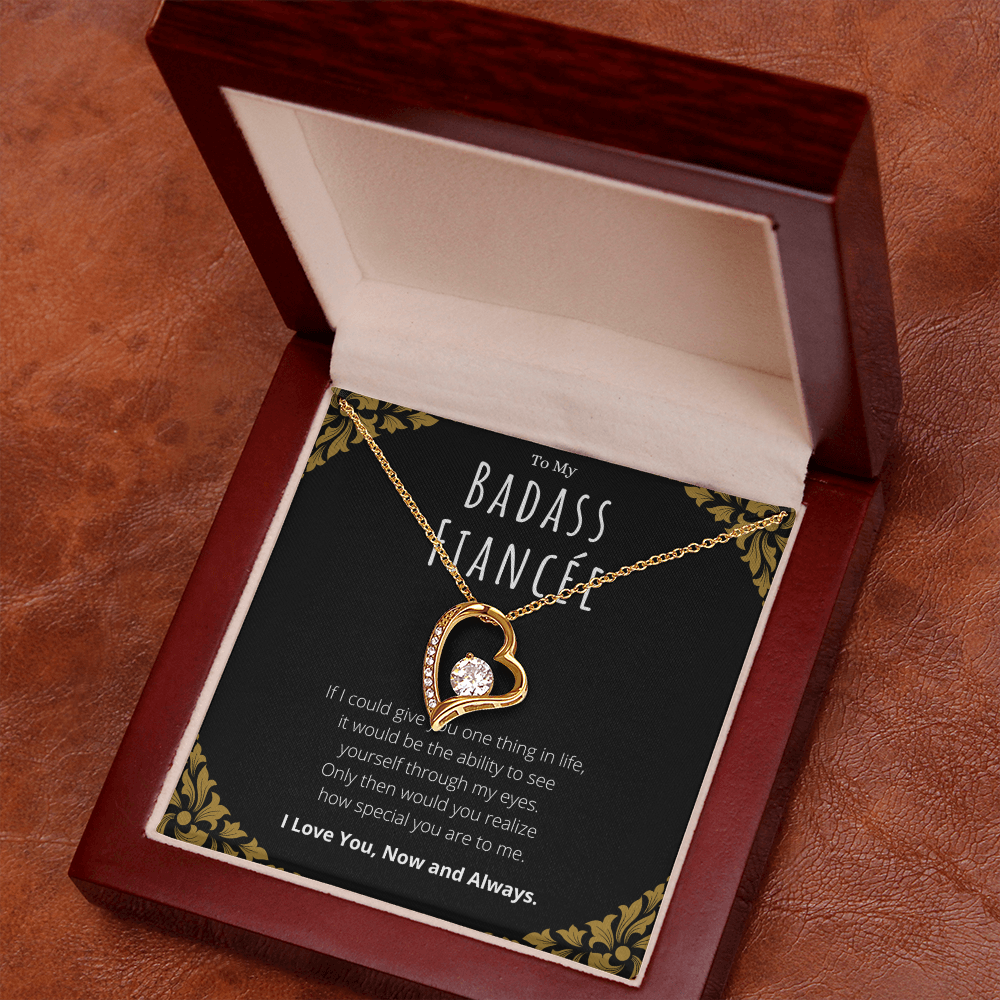 Badass Fiancée Forever Love Necklace Message Card Gift From Fiancé, Fiancée Valentines Day Anniversary Jewelry Present For Fiancée Birthday by Best Gifts 305