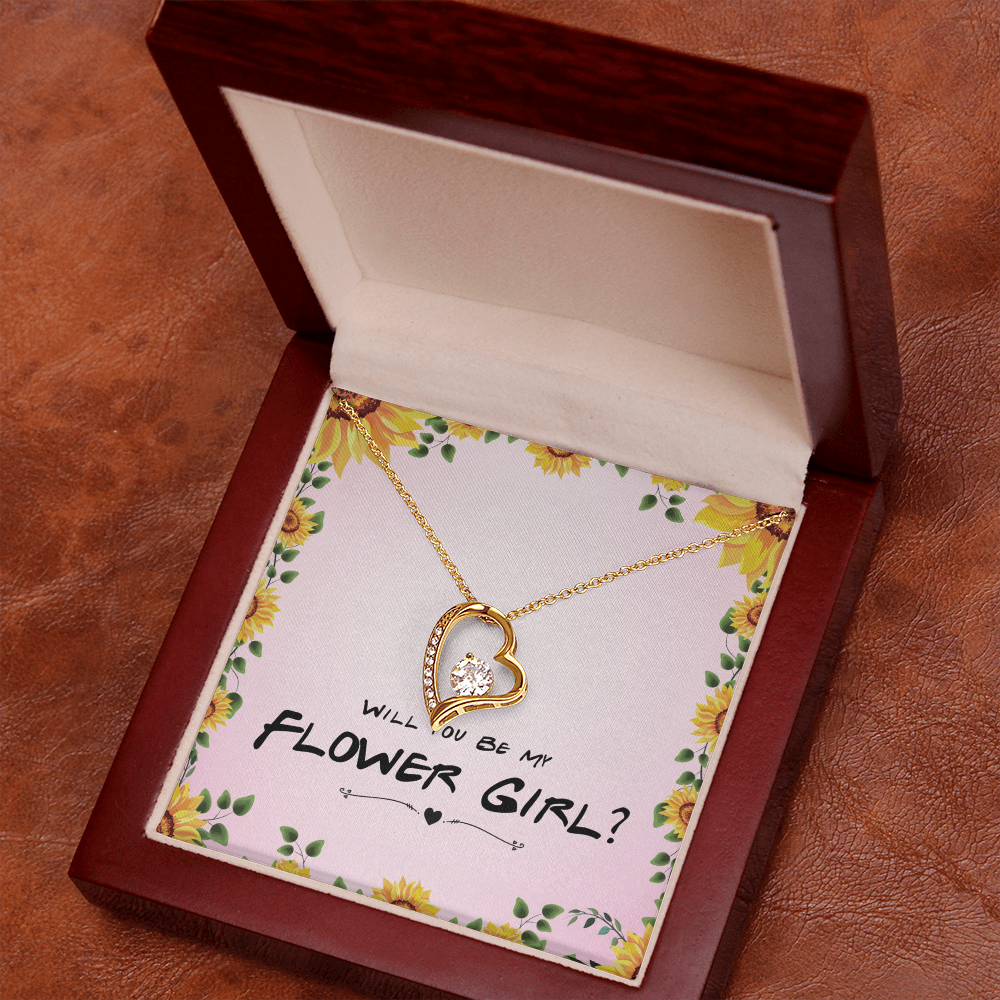 Flower Girl Proposal Gift, Will You Be My Flower Girl, Flower Girl Gift From Bride - Forever Love Necklace with Message Card by Best Gifts 305