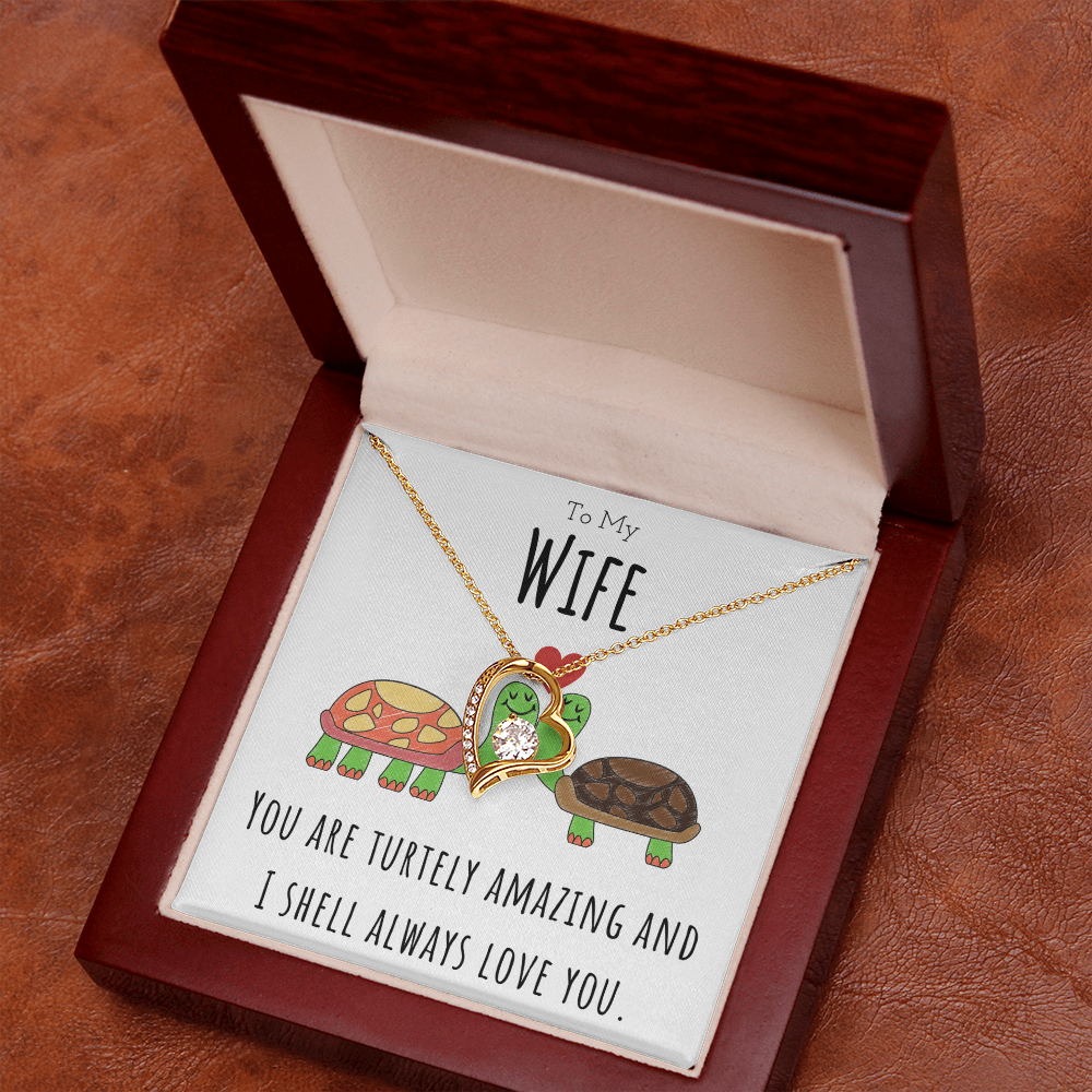 To My Wife Funny Turtle Message Card Jewelry Forever Love Necklace Gift From Husband, Cute Turtle Animal Pun Birthday Gift For Wife, Anniversary Present For Her by Best Gifts 305