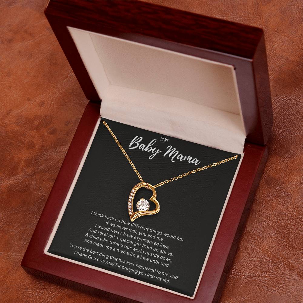 Baby Mama Mothers Day Jewelry Gift From Baby Daddy, Thankful Message Card Forever Love Necklace Birthday Gift, Valentines Day Anniversary Present For Mom Wife by Best Gifts 305