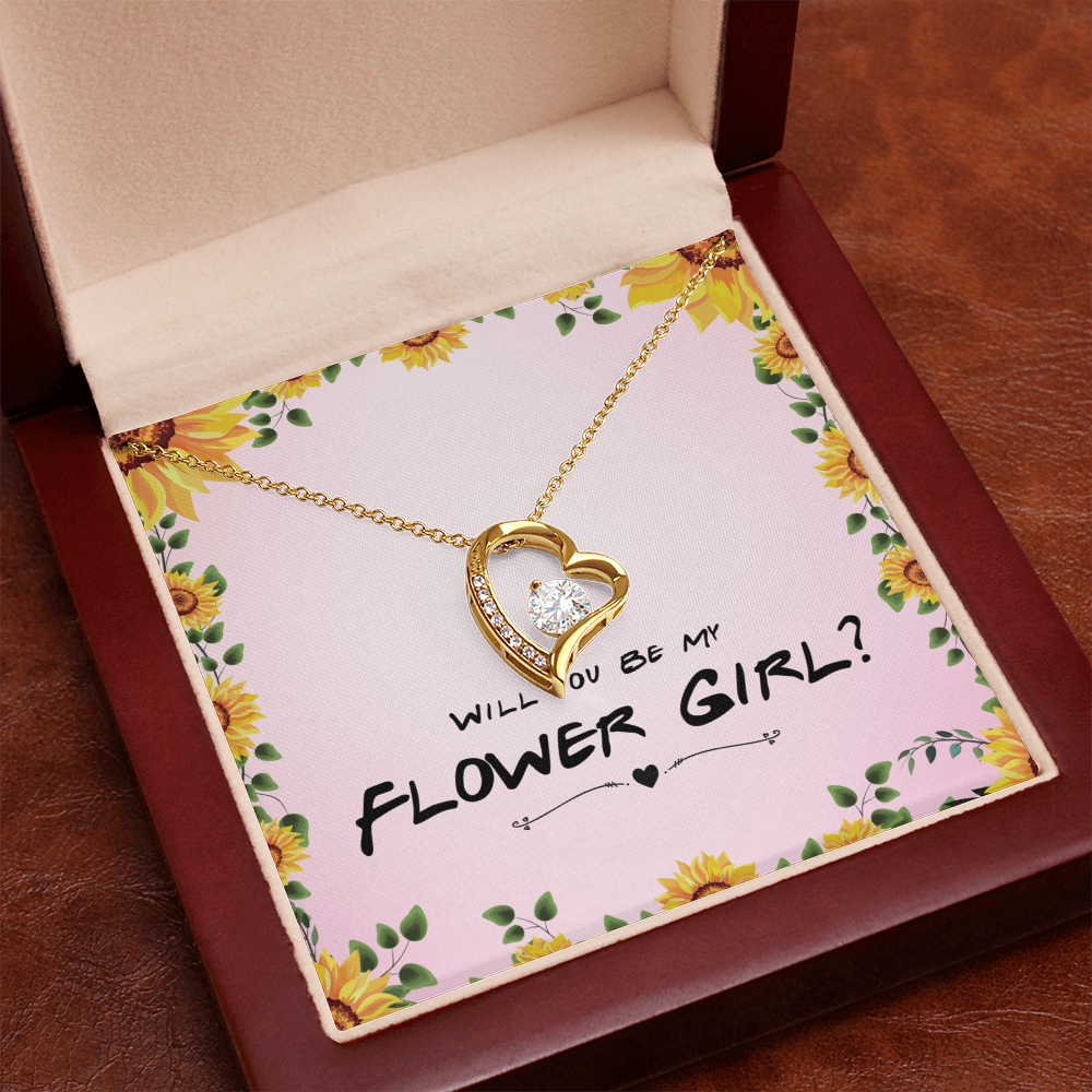 Flower Girl Proposal Gift, Will You Be My Flower Girl, Flower Girl Gift From Bride - Forever Love Necklace with Message Card by Best Gifts 305