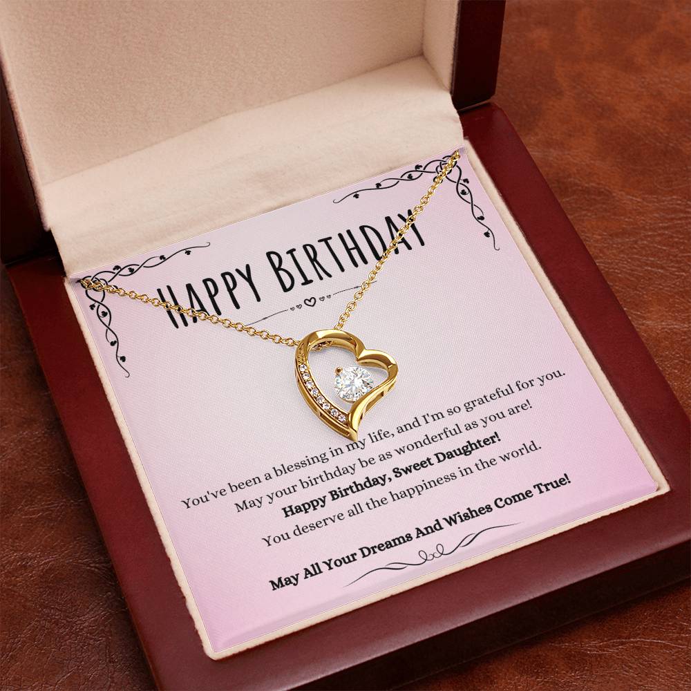 Daughter Birthday Heart Necklace Gift from Mom or Dad – Forever Love Pendant with CZ Crystal