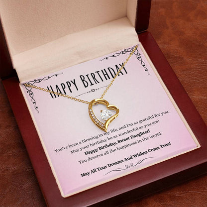 Daughter Birthday Heart Necklace Gift from Mom or Dad – Forever Love Pendant with CZ Crystal