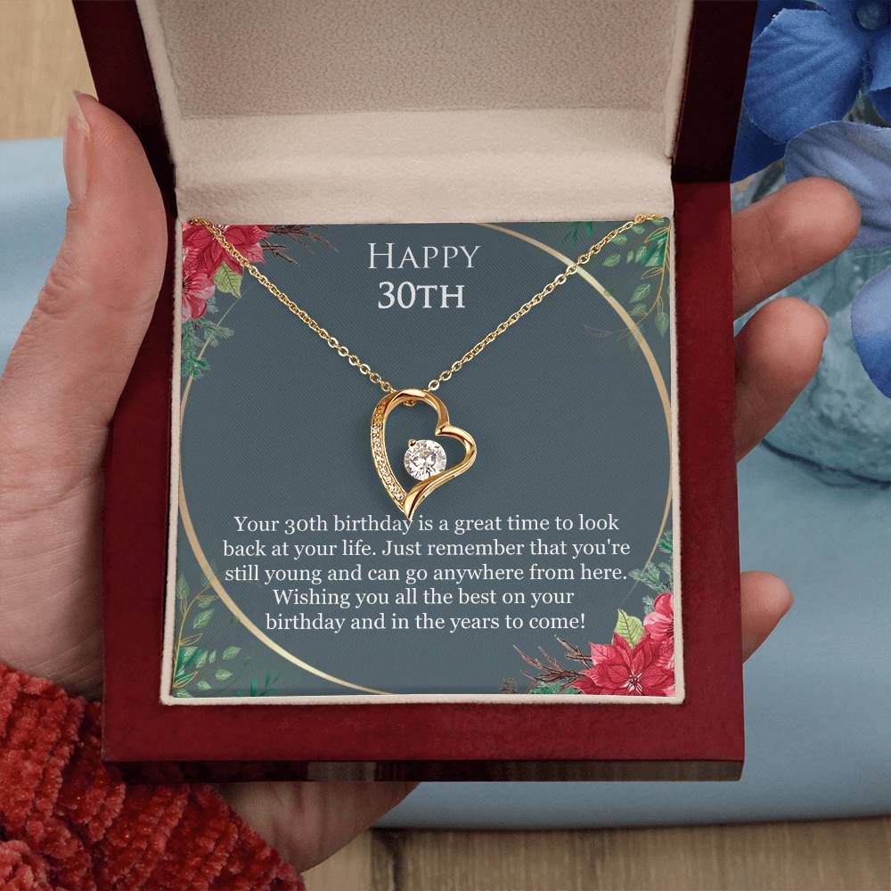 30th Birthday For Her, 30th Birthday Gift Ideas, Happy 30th, Wishing You All The Best - Forever Love Necklace With Birthday Greeting Card by Best Gifts 305