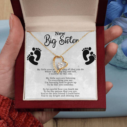 Big Sister Gift From New Baby, New Big Sister Jewelry, New Big Sister Gift, I Want To Be Like You - Forever Love Necklace With Message Card