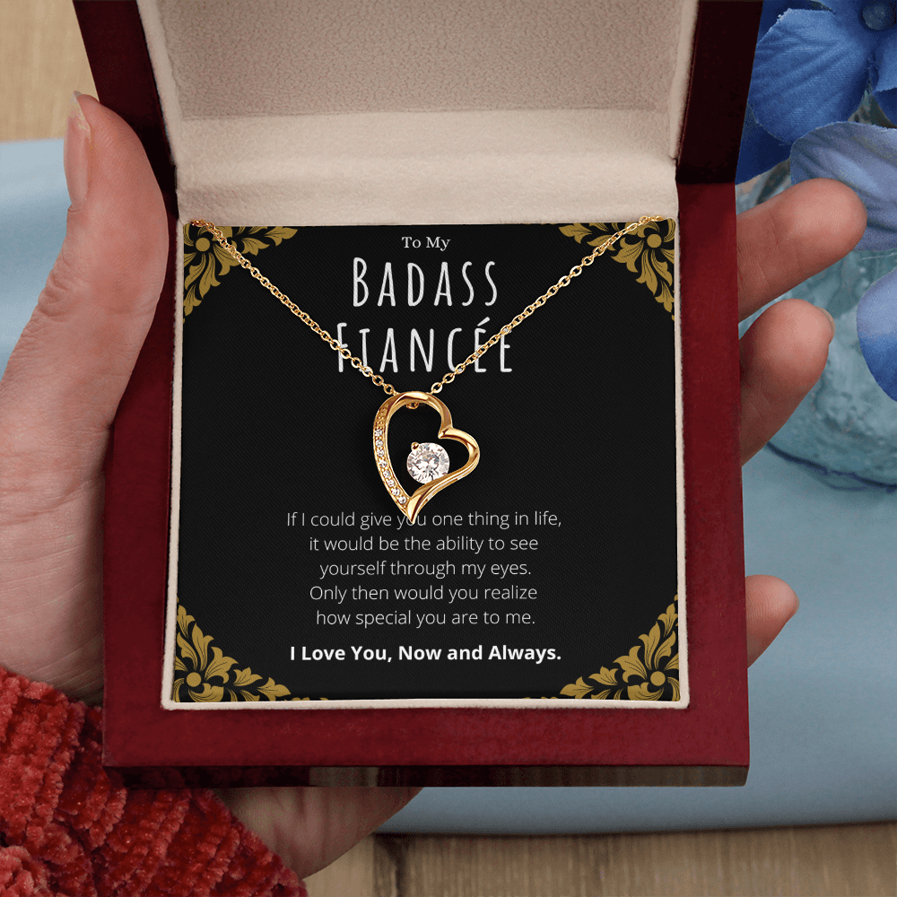 Badass Fiancée Forever Love Necklace Message Card Gift From Fiancé, Fiancée Valentines Day Anniversary Jewelry Present For Fiancée Birthday by Best Gifts 305