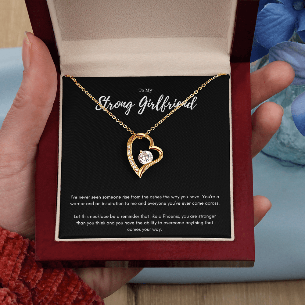 Strong Girlfriend Phoenix Message Card Jewelry Forever Love Necklace Gift From Boyfriend, Meaningful Birthday Gift For Girlfriend, Inspirational Valentines Day Necklace Message For Her by Best Gifts 305