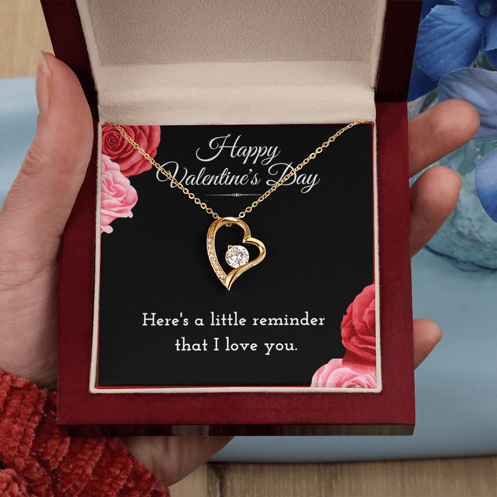 Happy Valentine's Day Forever Love Necklace Jewelry Message Card For Girlfriend, Cute Heart Reminder Necklace Valentines Present From Boyfriend, Heartfelt V-Day Necklace Gift For Her by Best Gifts 305