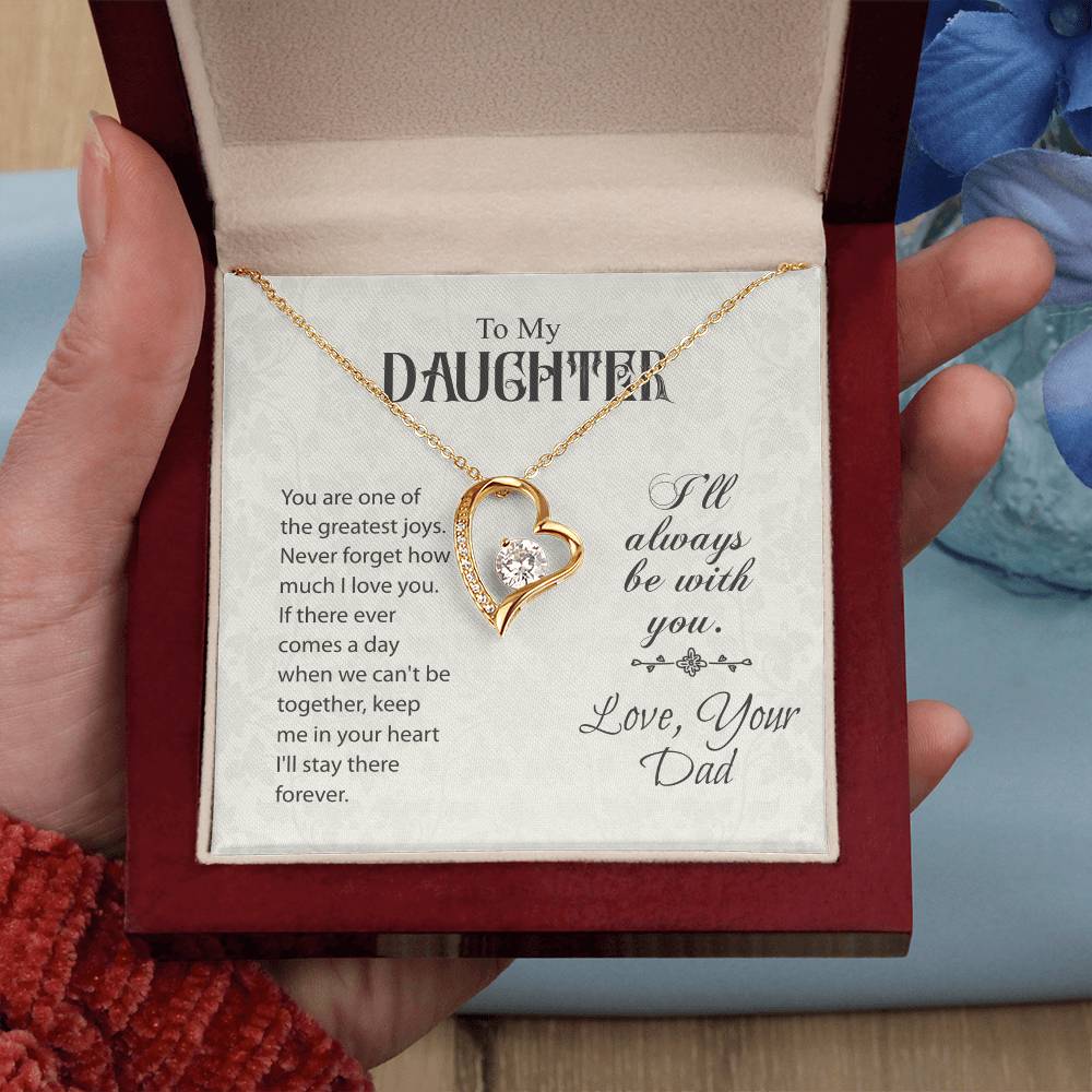 To My Daughter Forever Love Necklace from Dad – Heart Pendant Gift of Love