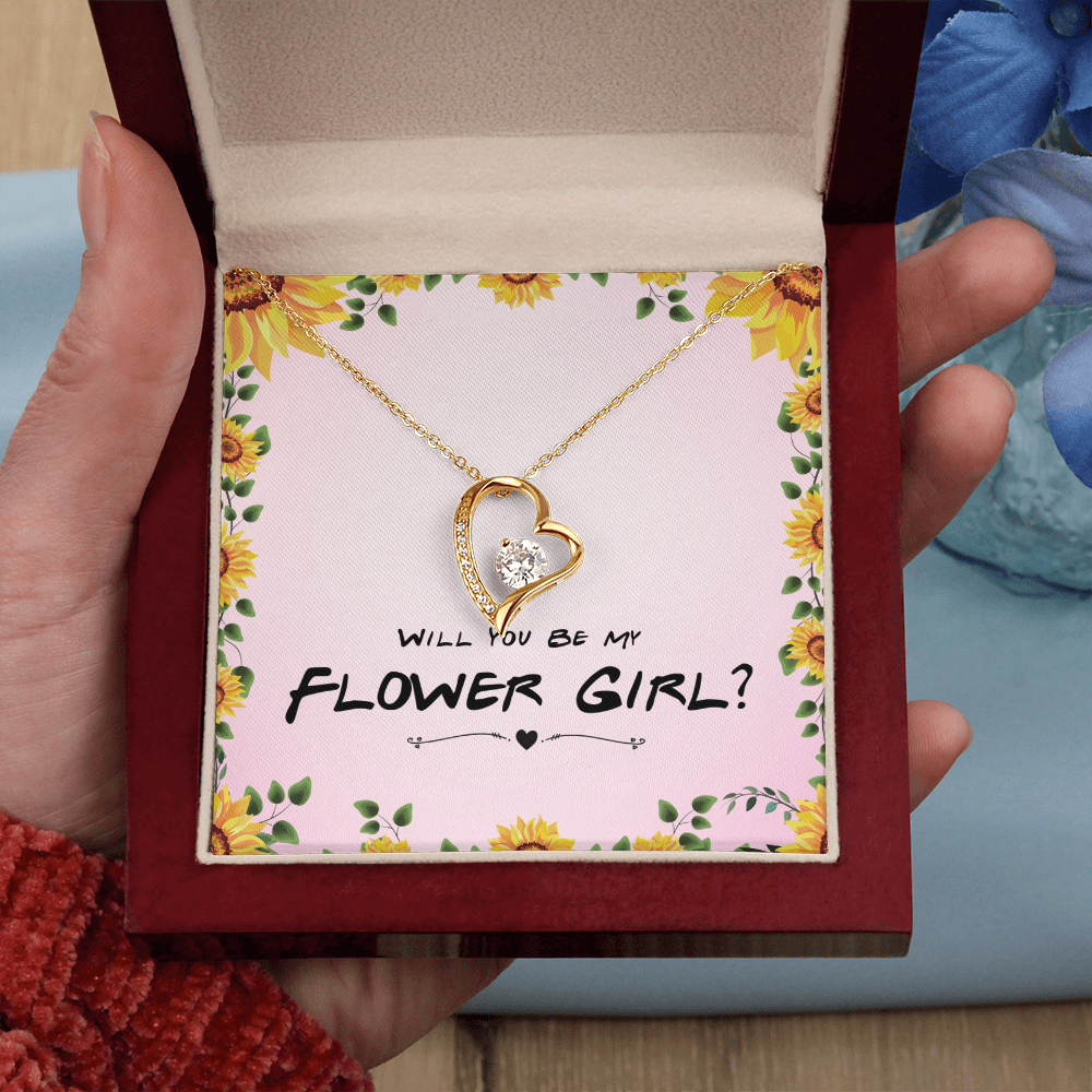Flower Girl Proposal Gift, Will You Be My Flower Girl, Flower Girl Gift From Bride - Forever Love Necklace with Message Card by Best Gifts 305