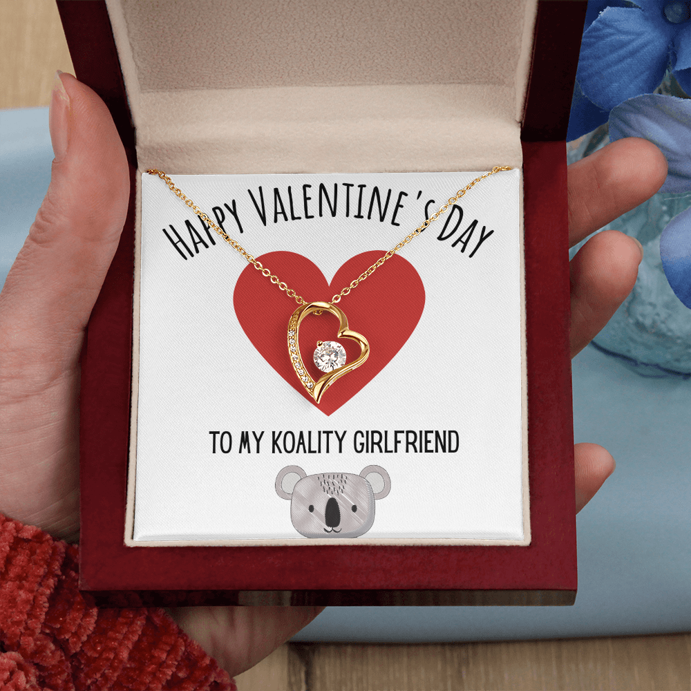 Funny Koala Valentines Day Forever Love Necklace Jewelry Gift For Girlfriend, Funny Girlfriend V-Day Present From Boyfriend, Cute Valentine's Day Message Card Jewelery by Best Gifts 305
