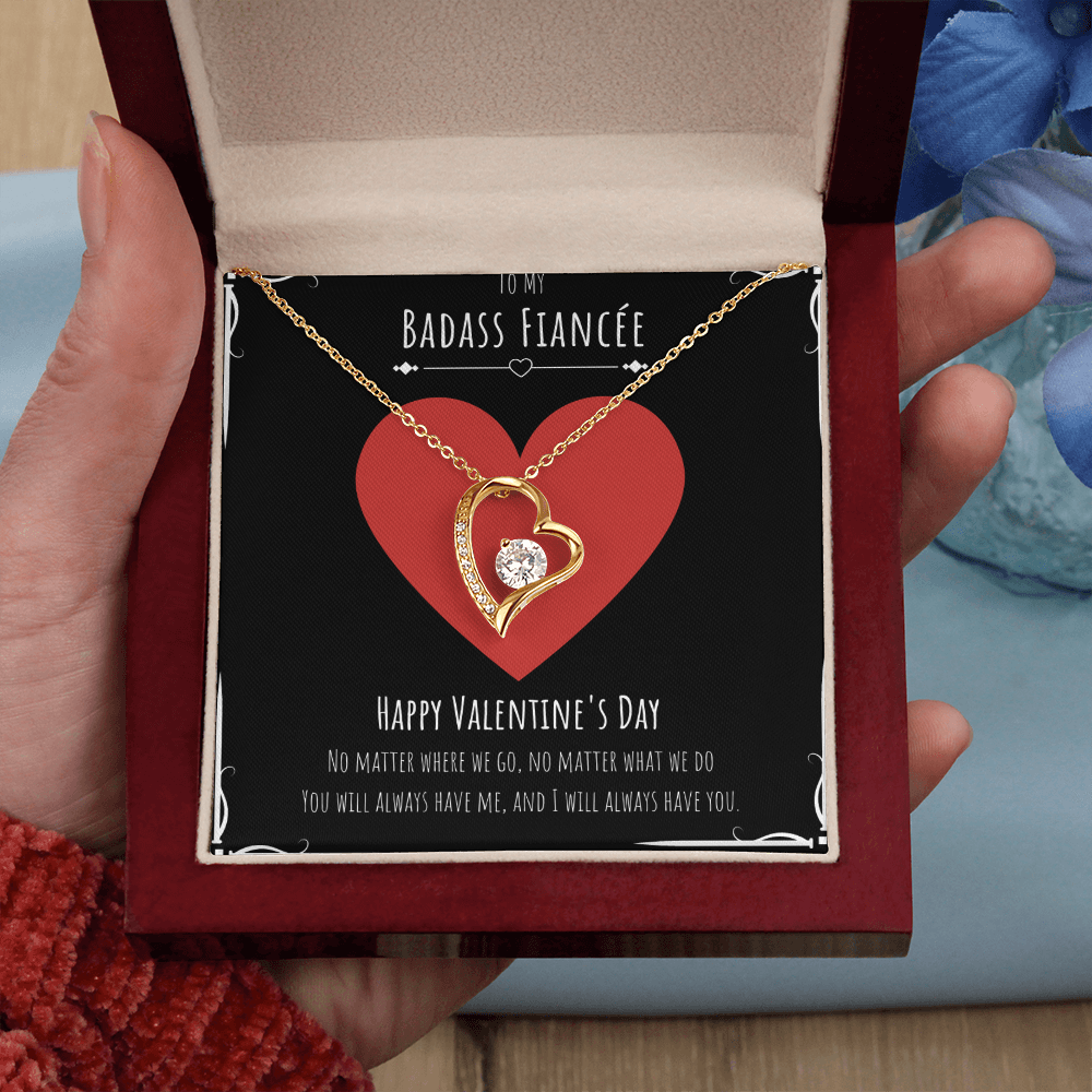 Badass Fiancée Valentines Day Gift Forever Love Necklace Message Card Gift From Fiancé, Fiancée Birthday Anniversary Jewelry Present by Best Gifts 305