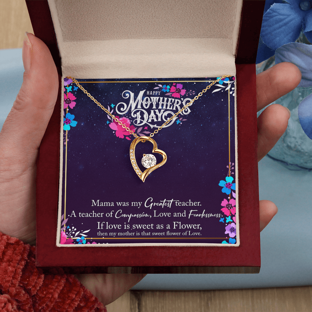 Forever Love Necklace – 14k White Gold or 18k Yellow Gold Finish with Heart Pendant & 6.5mm Cubic Zirconia for Mother's Day