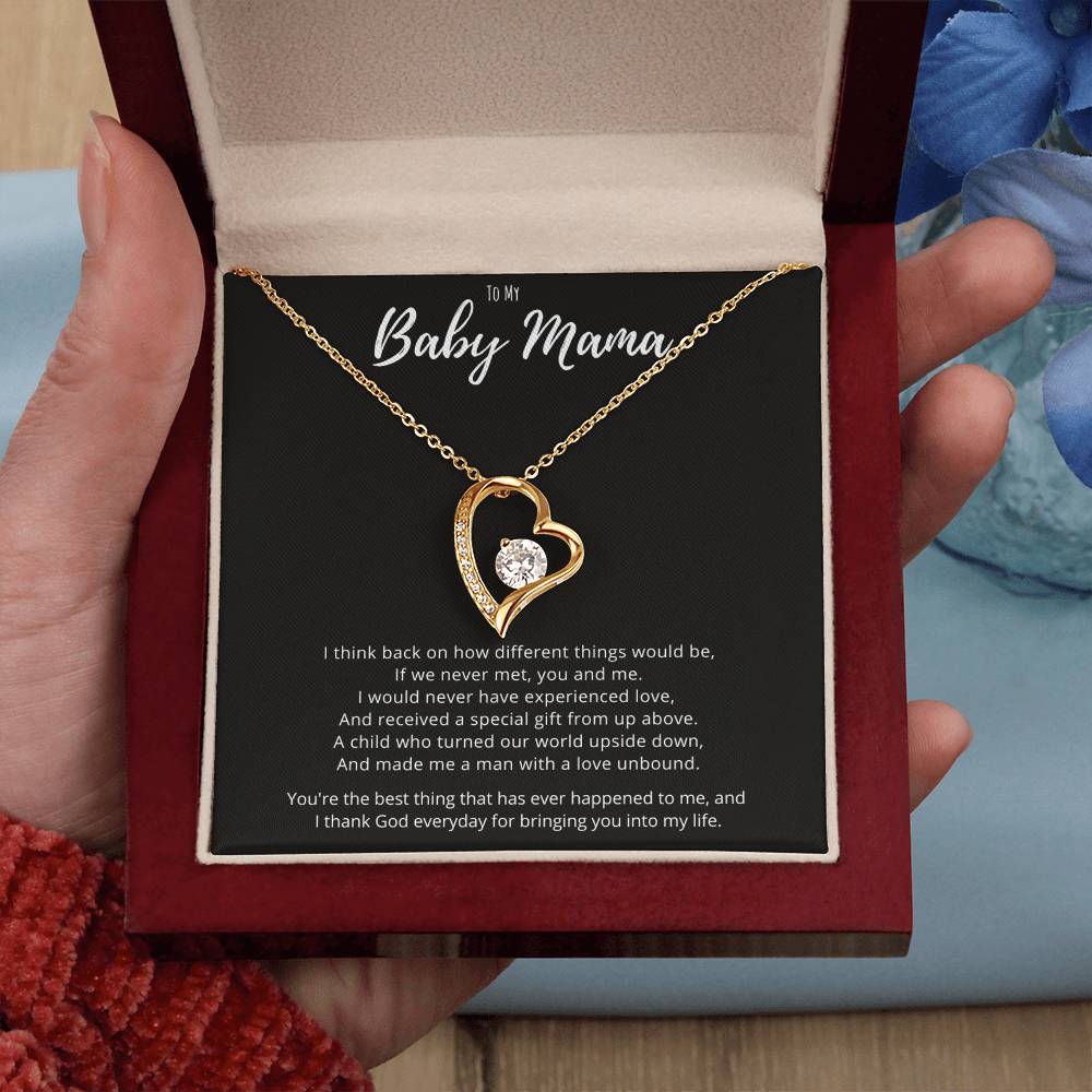 Baby Mama Mothers Day Jewelry Gift From Baby Daddy, Thankful Message Card Forever Love Necklace Birthday Gift, Valentines Day Anniversary Present For Mom Wife by Best Gifts 305