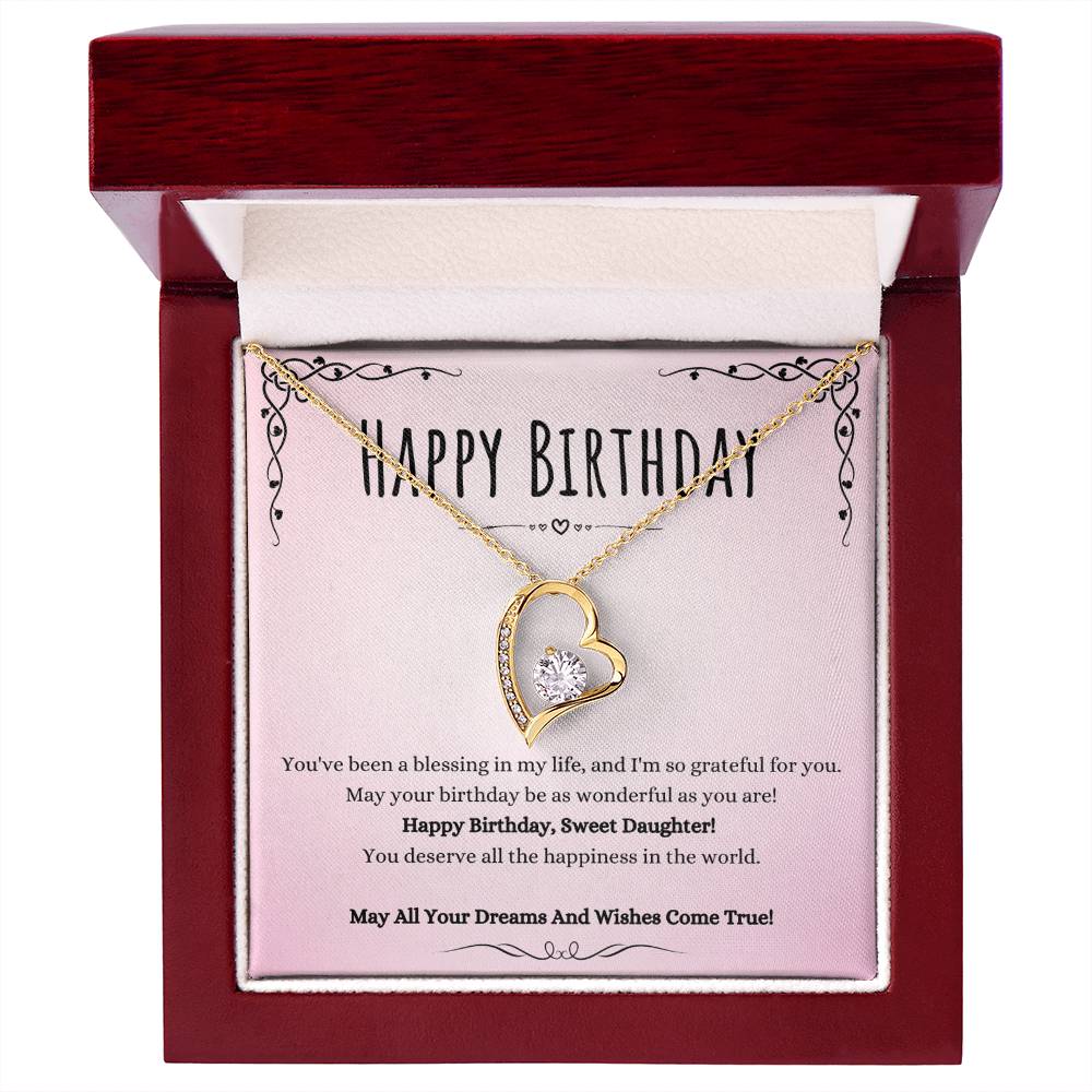 Daughter Birthday Heart Necklace Gift from Mom or Dad – Forever Love Pendant with CZ Crystal