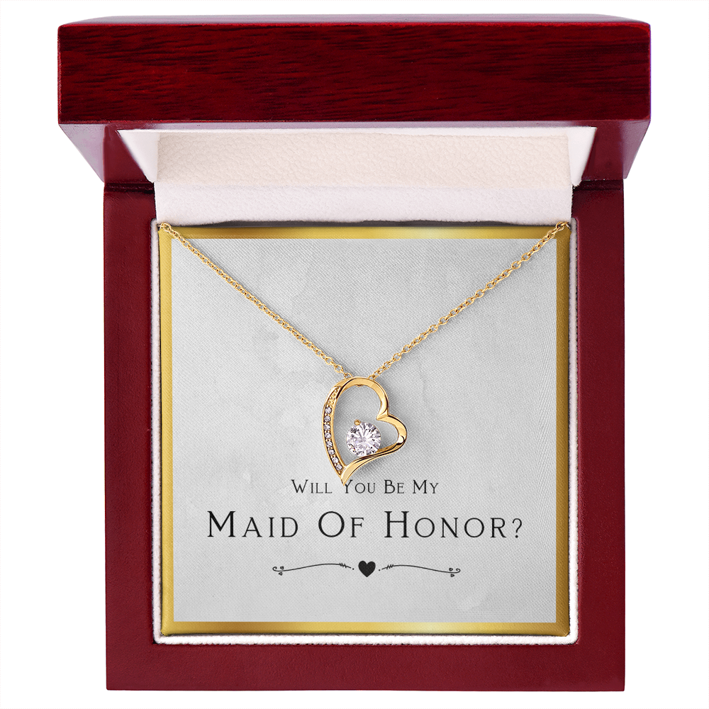 Maid Of Honor Gift, From Bride, Will You Be My Maid Of Honor, Proposal Gift - Forever Love Heart Necklace with Message Card by Best Gifts 305
