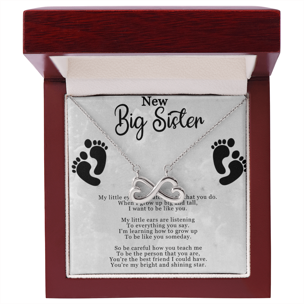New Big Sister Infinity Necklace – Heart Infinity Pendant Gift for Big Sister from Little Sister