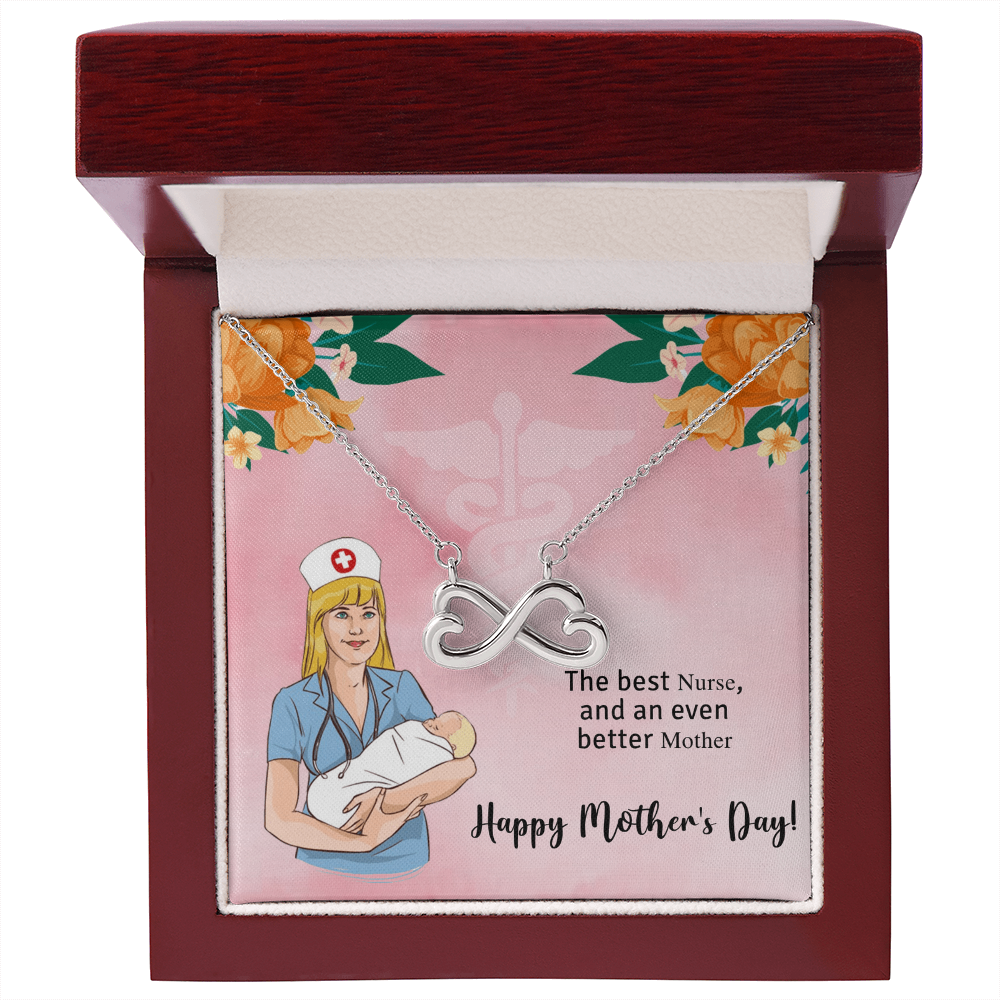 Endless Love Necklace for Nurse and Mom - 14k White Gold or 18k Yellow Gold, Heart-Shaped Infinity Pendant, Adjustable Chain - Perfect Mother's Day Gift for Nurses, Mothers, and Caregivers