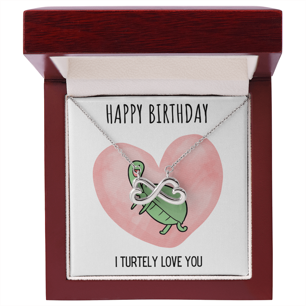 Funny Turtle Endless Love Necklace Happy Birthday Gift For Her, Animal Pun Message Card Jewelry Birthday Present From Him, Dad Joke Gag Gifts For Birthday by Best Gifts 305