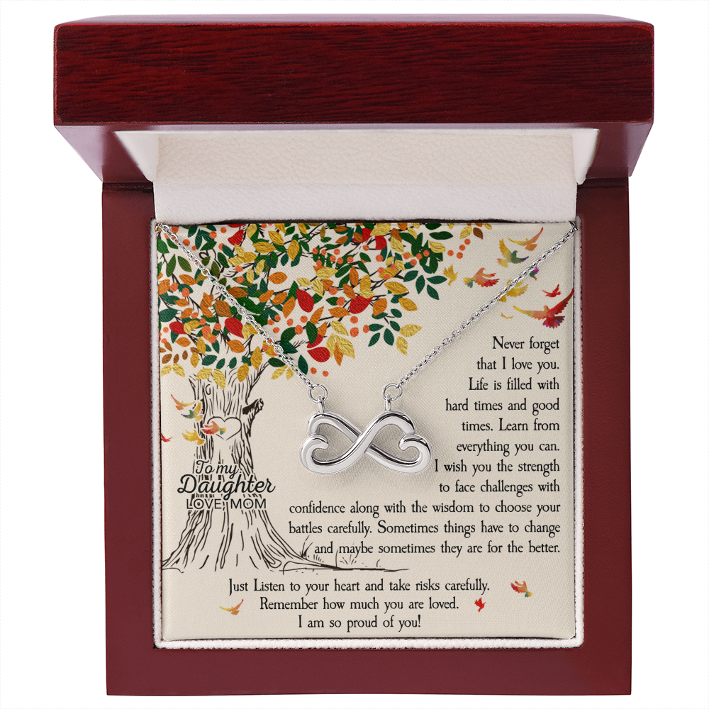 To My Daughter Infinity Heart Necklace Gift from Mom – Inspirational Jewelry for Her Strength & Love
