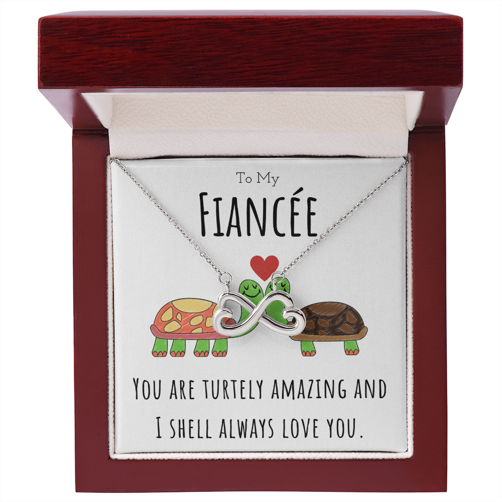 To My Fiancée Funny Turtle Message Card Jewelry Endless Love Necklace Gift From Fiancé, Cute Turtle Animal Pun Birthday Gift For Fiancée, Anniversary Present For Her by Best Gifts 305