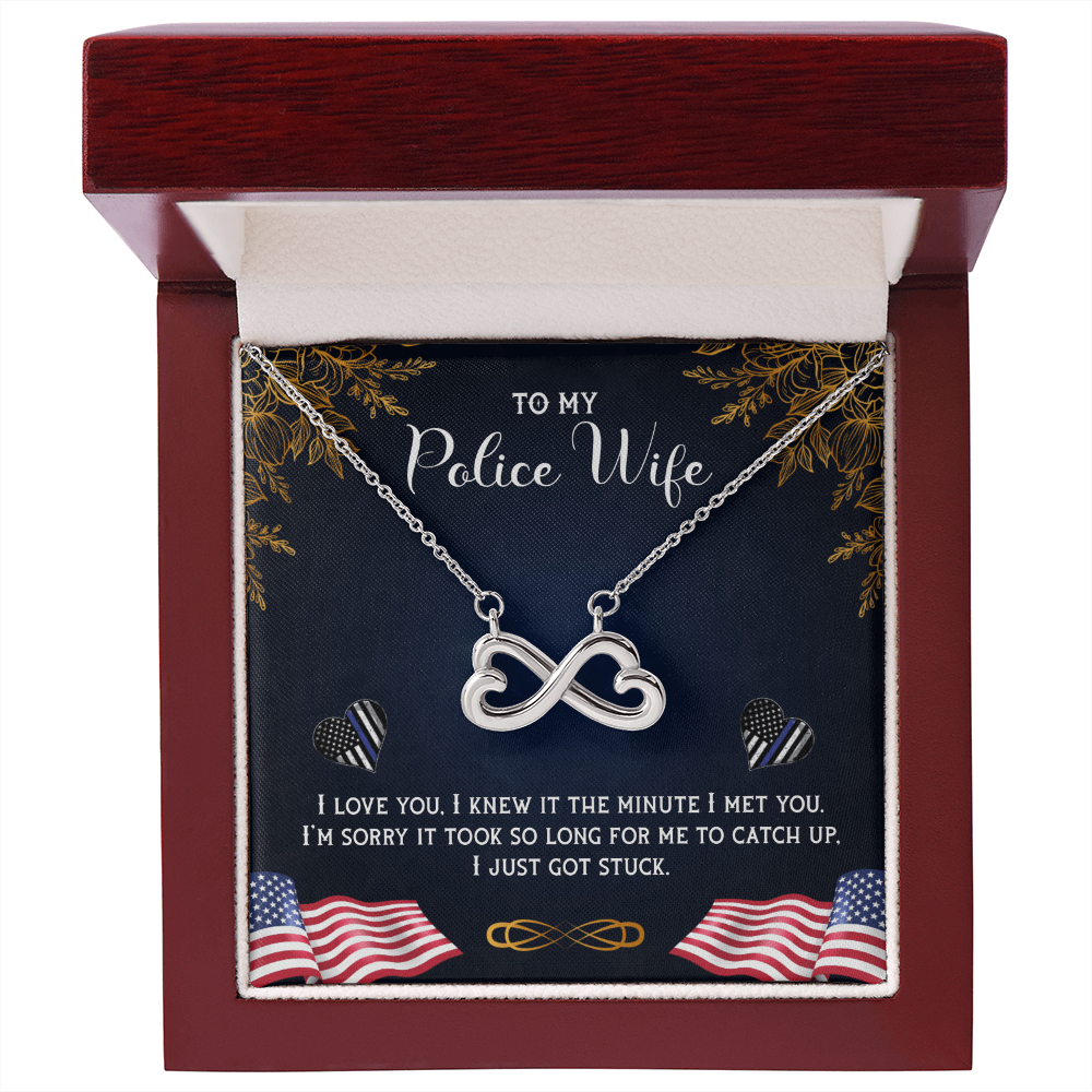 Police Wife Infinity Necklace Gift – Endless Love Heart Jewelry for Her, Romantic Quote from Husband