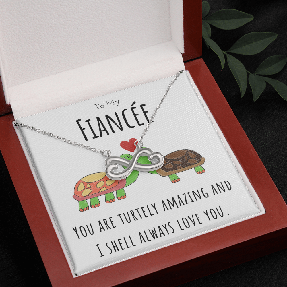 To My Fiancée Funny Turtle Message Card Jewelry Endless Love Necklace Gift From Fiancé, Cute Turtle Animal Pun Birthday Gift For Fiancée, Anniversary Present For Her by Best Gifts 305
