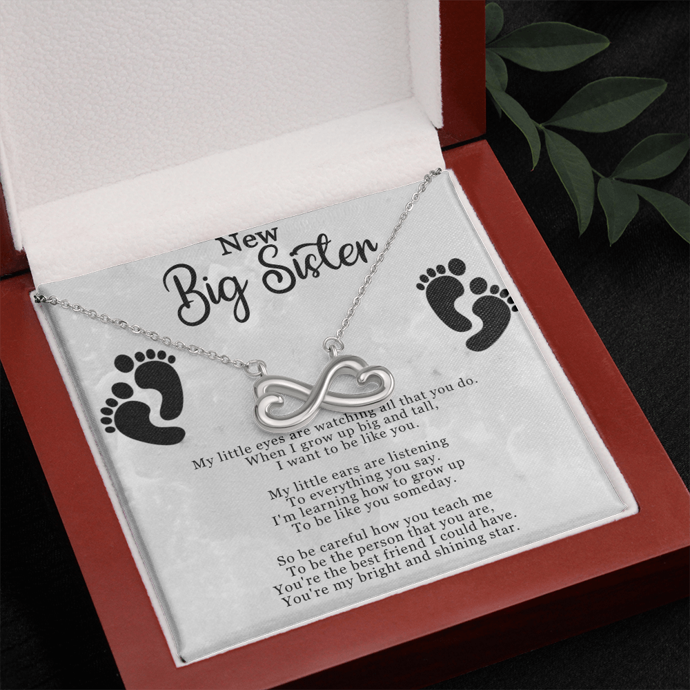 New Big Sister Infinity Necklace – Heart Infinity Pendant Gift for Big Sister from Little Sister