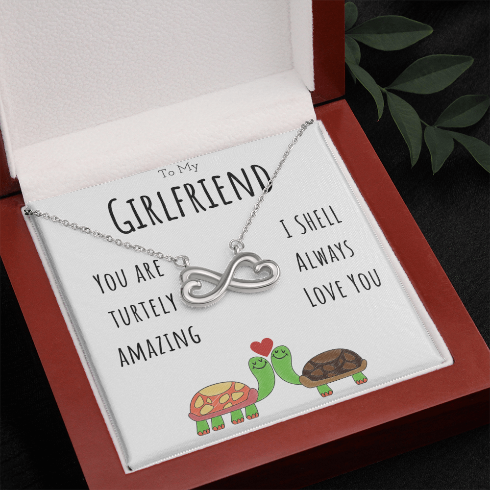 To My Girlfriend Funny Turtle Message Card Jewelry Endless Love Necklace Gift From Boyfriend, Cute Turtle Animal Pun Birthday Gift For Girlfriend, Anniversary Present For Her by Best Gifts 305