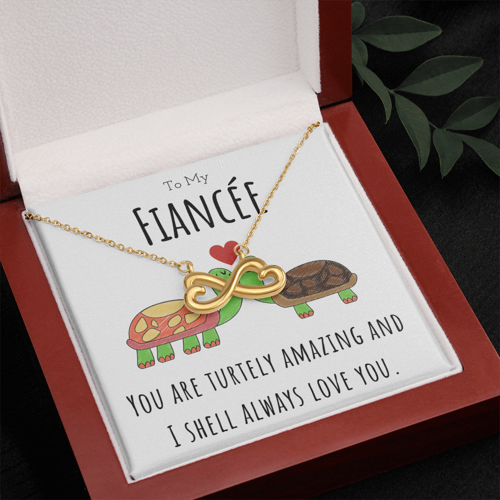 To My Fiancée Funny Turtle Message Card Jewelry Endless Love Necklace Gift From Fiancé, Cute Turtle Animal Pun Birthday Gift For Fiancée, Anniversary Present For Her by Best Gifts 305